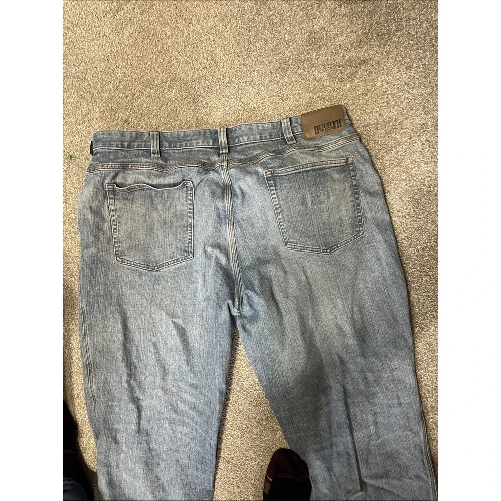 Duluth Trading Co Jeans Men Size 42x29‎ Ballroom Flex Blue Gusset Work Comfort